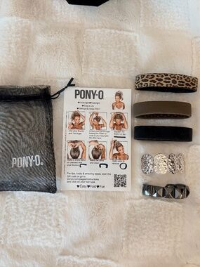 Pony-O Hair Holder Bundle - 5pc Set, 2  with Bling Ringz Magnetic Clasps